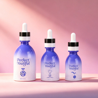Flacon compte-gouttes en verre dégradé avec bouchon en bois, emballage cosmétique personnalisé haut de gamme pour sérum, 30 ml, 50 ml, 100 ml avec compte-gouttes blanc