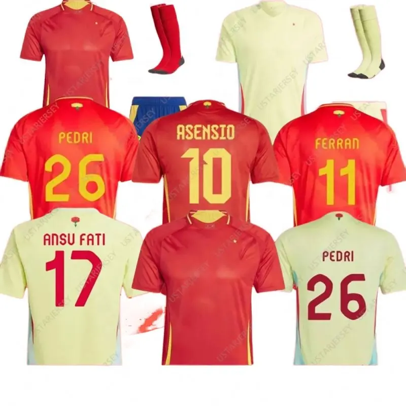 Camiseta de fútbol SpAIn 24 25 MORATA FERRAN ASENSIO 2024 Copa de Europa Camiseta de fútbol del equipo nacional español 2025 Hombres Niños Kit Set Home