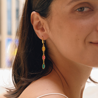 Boucles d'oreilles pendantes vintage J&D Rainbow Marquis, dégradé vert, strass carrés, pompon, colorées, en acier inoxydable, pour femmes
