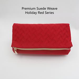 <span class=keywords><strong>Pochette</strong></span> de maquillage de luxe en daim rouge tissé, avec logo personnalisé, mini <span class=keywords><strong>pochette</strong></span> cadeau pour produits de soin, parfum, événement promotionnel GWP - Product Image 1