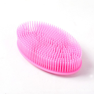 Silicone Bath Brush Oval Soft Bristle Massage Back Scrubber Pink Color Universal Cleaning Tool - Product Image 2