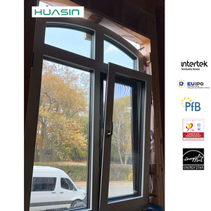 Fenêtre en <span class=keywords><strong>bois</strong></span> et aluminium de qualité supérieure, résistante au vent, conforme à la norme canadienne UAS Standard 2025, résistance au vent de niveau 9, vente en gros Huasin - Product Image 1