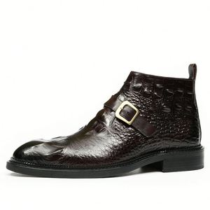 Elegant Italian Style Men's Oxford <b>Boots</b> for Business Office Formal Genuine Leather Handcrafted Thick Soled - Product Image 2