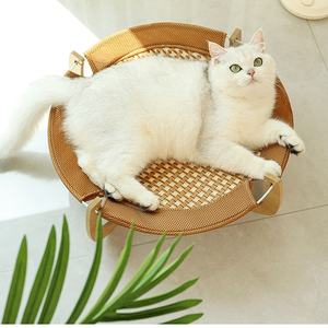 เตียงแมวหวายแบบพกพาเคลื่อนย้ายได้สำหรับสัตว์เลี้ยงในร่มและฤดูร้อนที่นอนแมวให้ความเย็นสำหรับสุนัขแมว - Product Image 6