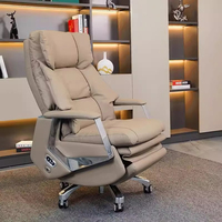 Nouveau Design Fauteuil de Bureau Électrique en Cuir Véritable avec Fonction Massage et Position Repos pour Pause Déjeuner – Chaise d'Ordinateur de Direction, PDG, Patron