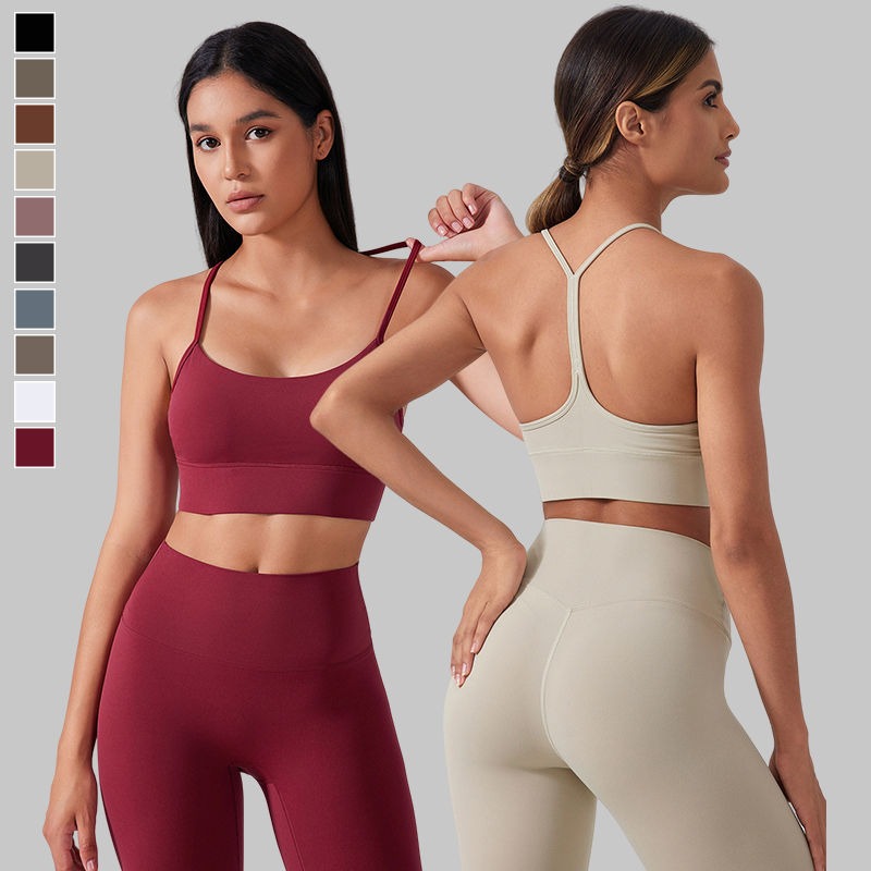 Custom Logo High Quality Super Sports Bra Yoga Suit Wholesale Sling Y Back Design Moderate Support Yoga Sport Bra
