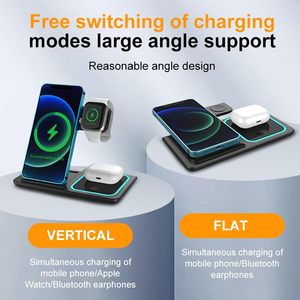 Support de charge sans fil <span class=keywords><strong>3</strong></span>-en-1 pour téléphone, <span class=keywords><strong>montre</strong></span> et écouteurs, pliable, charge rapide, <span class=keywords><strong>chargeur</strong></span> magnétique compatible avec Apple, <span class=keywords><strong>Huawei</strong></span> - Product Image 4