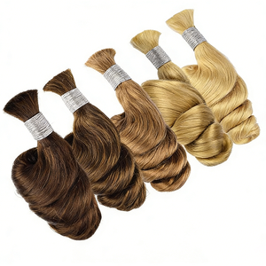 ผมแท้แบบลอนคลาย  แบบถักมือ  ความหนาแน่นสองชั้น  เกรด 10A  สำหรับต่อผมแบบโบโฮ - Product Image 1