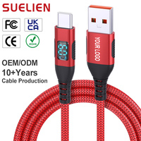 Câble de charge rapide USB-A vers USB-C 3A 60W en nylon tressé OEM avec affichage numérique LED pour iPhone Samsung