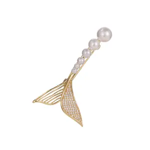 Silk scarf buckle Japanese pin waist shrinker corsage Pearl fishtail brooch