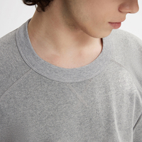 T-shirt décontracté à manches raglan pour homme en coton de lin épais | T-shirt à col rond de coupe décontractée en mélange de qualité supérieure