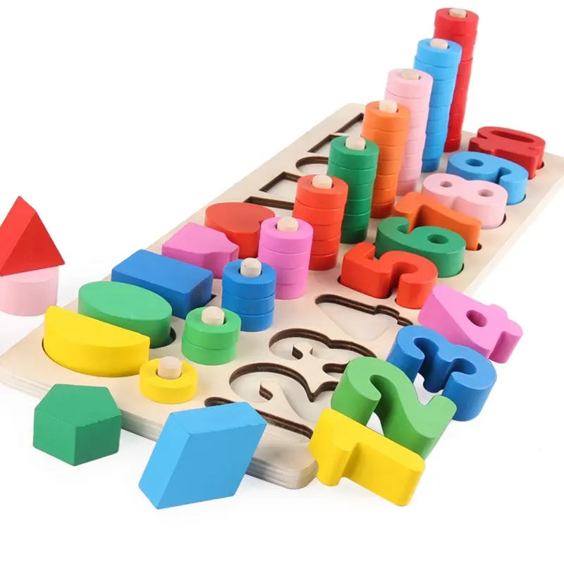 Kids Wooden 3D Alphabet Number Puzzle Baby Colorful Educational Toy For Toddler Boy Girl Gift Letter Digital Geometric