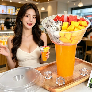 <strong>Plastic</strong> <strong>Cup</strong> With Lid PP <strong>Cups</strong> <strong>Plastic</strong> Custom Logo Support for Coffee Shop Brand Daily Drink Packaging - Product Image 1
