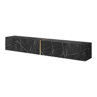 Meuble TV Bas Suspendu Effet Marbre, Console Murale en Bois Flottante pour Salon
