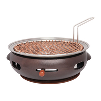Parrilla de Carbón de Hierro Fundido y Cerámica - Parrilla de Mesa con Flujo de Aire Ajustable para Barbacoa Coreana, Camping y Jardín
