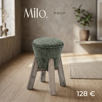 Pouf ottoman rond en bois rembourré en tissu moderne, siège d'appoint de Turquie, modèle MP-00263 pour salon, chambre et entrée