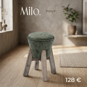 Pouf ottoman moderne en bois rembourré de tissu, siège d'appoint rond pour salon, chambre et entrée - Product Image 2