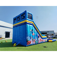 Toboggan aquatique gonflable à double piste sur le thème de l'océan avec piscine, style pieuvre rose, toboggan gonflable commercial pour événements