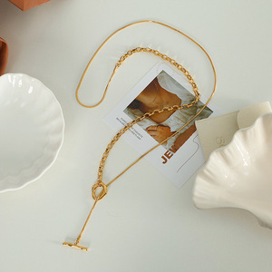 Collana a Catena Regolabile con Fibbia OT, Catena Lunga in Acciaio Inossidabile per Maglioni Invernali da Donna, Collana Dorata - Product Image 5