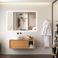 Miroir de salle de bain LED 28" x 36" avec éclairage frontal et arrière, miroir de vanité en verre trempé HD - Anti-buée, 3 couleurs de lumière