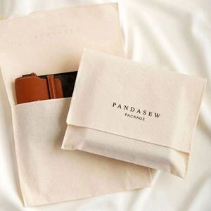 Pochette pliable A5 en toile de coton écologique et réutilisable, couleur naturelle, pour emballage cadeau, bijoux de mariage - Product Image 1