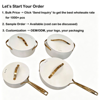 Ensemble de 8 poêles de cuisson en aluminium antiadhésives avec revêtement céramique de qualité supérieure, idéal pour la vente en gros. Couvercle plat avec poignée en acier inoxydable