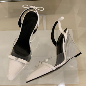 Colección Primavera-Verano 2025: Elegantes Sandalias de Tacón Alto para Mujer con Correa en el Tobillo y Punta en Pico, Zapatos de Mujer que Aumentan la Estatura - Product Image 2