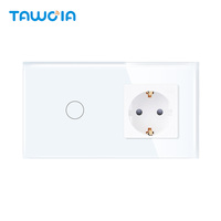 Interruptor Táctil de Vidrio de Primera Calidad TAWOIA con Certificación CE ROHS EAC, Interruptor Normal de 1 Grupo con Enchufe Tipo F para Interiores del Hogar