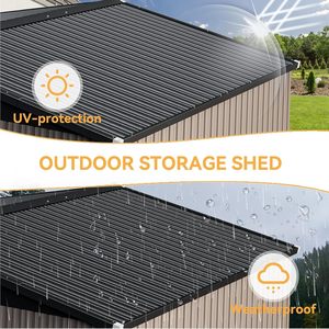 Abri <span class=keywords><strong>de</strong></span> <span class=keywords><strong>jardin</strong></span> extérieur 10 x 12 pieds avec grande porte à double charnière, abri <span class=keywords><strong>de</strong></span> <span class=keywords><strong>jardin</strong></span> utilitaire avec porte verrouillable et toit incliné, abris métalliques - Product Image 4