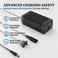 Chargeur de batterie 53,6V 54,6V 1,3A-2A-2,3A avec éclairage LED pour Segway-Ninebot ZT3 Pro, certifié CE, RoHS, prise EU Schuko, garantie 24 mois