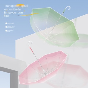 Cao cấp Gradient trong suốt Polyester ô với móc cong xử lý nhỏ tươi dài xử lý thẳng cực ô - Product Image 2