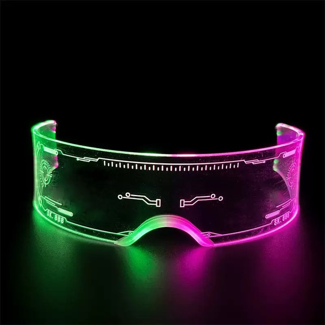 Fency LED Light-Up Glasses Visor Luminous Cyberpunk Futuristic Cosplay Design for Halloween Christmas Factory Price Hot Selling