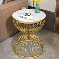 Table d'appoint ronde moderne en acier inoxydable et marbre pour salon, chambre, hôtel et villa