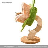 Arbre à chat en bois motif fleur de dessin animé, structure d'escalade, griffoir et tour-lit pour chats d'intérieur, fournitures pour animaux de compagnie en gros