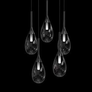 מנורת תליון מזכוכית בעבודת יד של OGS Wholesale, גוף אלומיניום בצבע זהב ורוד, עם תאורת לד חמה - Product Image 4