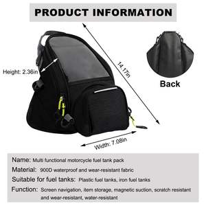 Sacoche de réservoir de moto magnétique avec pochette étanche pour téléphone à écran tactile en tissu Oxford - Product Image 2