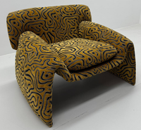 Fauteuil d'appoint ergonomique moderne en bois et tissu, avec dossier sculpté biomorphe et revêtement incurvé, pour salle à manger, bureau à domicile et salon