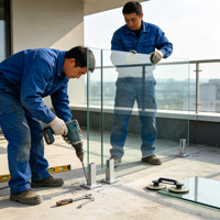 Système de balustrade en verre en aluminium T5 6063, clôture de balcon en verre trempé, rail sans cadre anodisé, fourniture d'usine OEM ODM