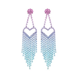 <span class=keywords><strong>Boucles</strong></span> <span class=keywords><strong>d</strong></span>'<span class=keywords><strong>oreilles</strong></span> pendantes longues en forme de cœur à <span class=keywords><strong>d</strong></span>égradé de couleurs <span class=keywords><strong>pour</strong></span> femmes, avec chaîne griffe et strass multicolores géométriques - Product Image 2