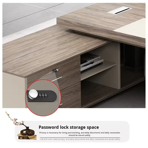 Conjunto <span class=keywords><strong>de</strong></span> Escritorio y Silla para Jefe, Escritorio <span class=keywords><strong>de</strong></span> Computadora para Gerente <span class=keywords><strong>General</strong></span>, Escritorio <span class=keywords><strong>Administrativo</strong></span> <span class=keywords><strong>de</strong></span> Madera para Oficina, Simple y Moderno - Product Image 2