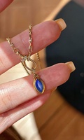 Pendentif en or massif 18 carats avec opale marquise naturelle pour femme, poli miroir, style vintage-antique, bijoux fins