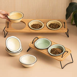 Eco-Friendly aço inoxidável gato tigela com bambu removível Manga linha Dog <span class=keywords><strong>Bowl</strong></span> Durable vazamento prova <span class=keywords><strong>Pet</strong></span> refeição bambu removível - Product Image 3