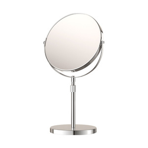 Desktop Telescopic Double Sided Makeup Mirror Round Stainless Steel Height Adjustable Large Format Dressing Mirror - Product Image 5