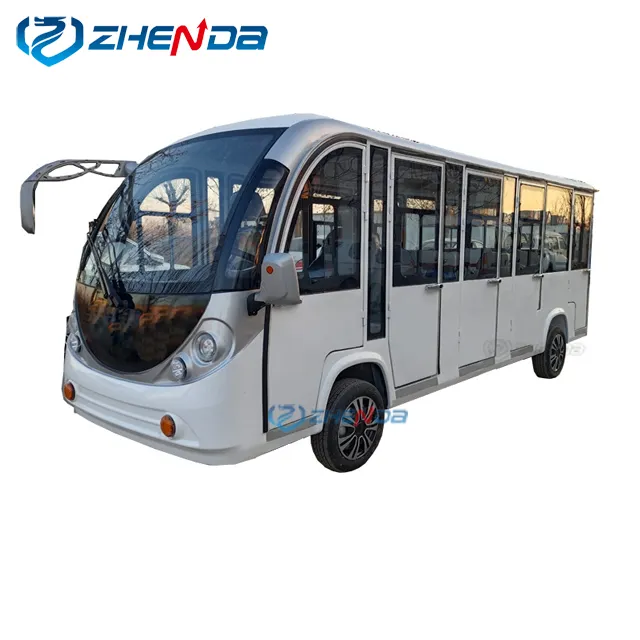 14 Passenger Fully Enclosed Electric Shuttle Car Electric Sightseeing Bus with Door