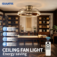 Ventilateur de plafond intelligent moderne avec télécommande LED en plastique Guanya, 7 pales, moteur DC, chambre à coucher, 6 vitesses, CRI95, 30-34 dB