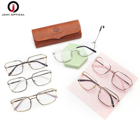 Montures de lunettes en acier inoxydable avec logo personnalisé, détails en forme de cœur, lunettes optiques en métal, lunettes de luxe carrées pour hommes et femmes