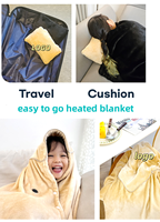 Couverture chauffante portable à marque privée avec prise USB, se transforme en oreiller pour un confort intérieur et extérieur