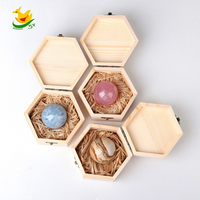 Boule de cristal naturel polie, boîte cadeau en bois, Feng Shui, ornement de bureau à domicile, nouvel an chinois
