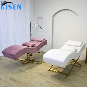 KISEN Nouveau Lit de Beauté Électrique Réglable en Velours et Similicuir Rose pour Extensions de Cils, Chaise Faciale, Équipement de Salon - Product Image 4