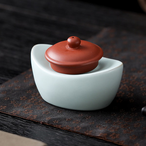 Ensemble d'ornements de théière en céramique de style classique, modèle Second Way Ru Kiln Ingot Tea Pet, coffret cadeau, cadeau d'affaires - Product Image 3
